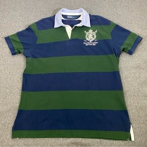 Vintage Polo Ralph Lauren Embroidered Striped Rugby Polo Shirt Size Large